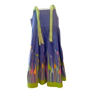 MARY JAMES Vintage Blue Sundress with Colorful Giraffes - Girl Size 6X